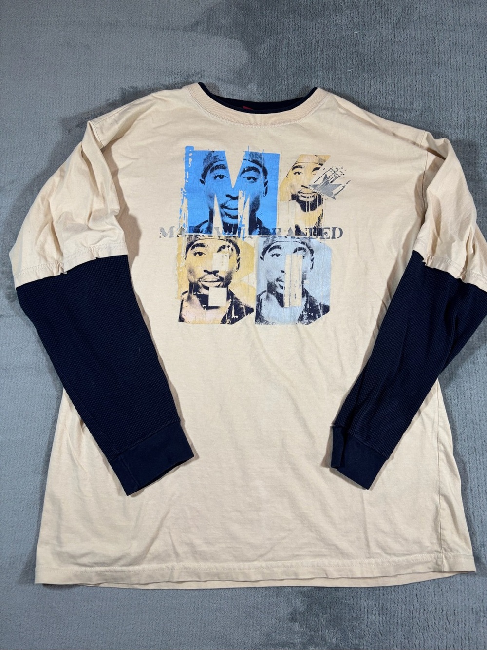 Makaveli Mens Tupac Long Sleeve Graphic Tee Vintage Y2K